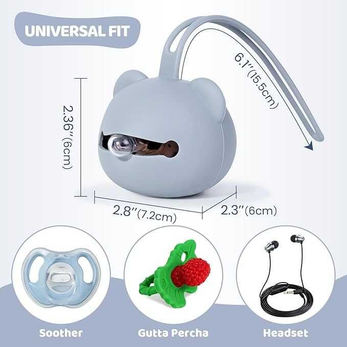 Orzbow Silikonowe pudełko na smoczek 2 sztuki szary