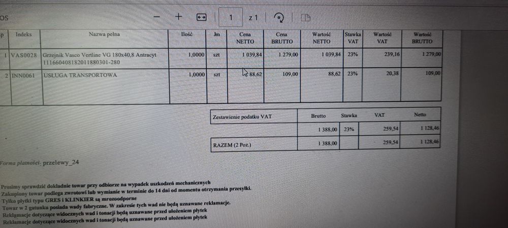 Grzejnik vertline vasco vg 180 cm x 40,8 antracyt