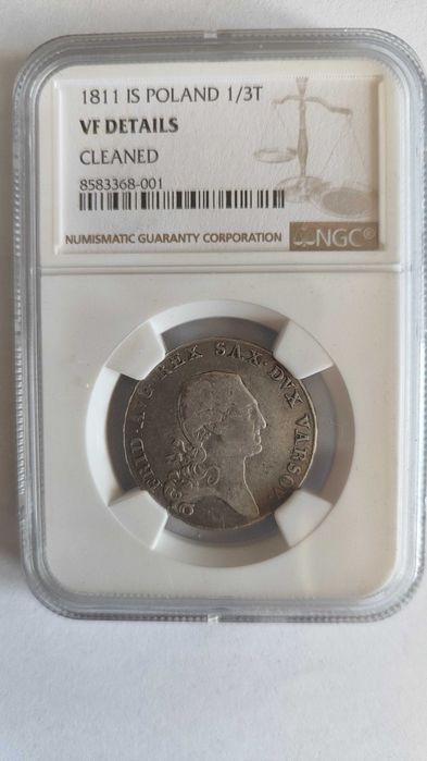 Moneta w gradingu: 1/3 talara 1811, Księstwo Warszawskie, NGC VF DETAILS