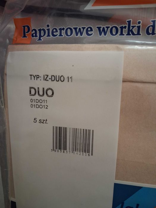 Papierowe worki do odkurzacza DUO 01DO11 ,01DO12 nowe