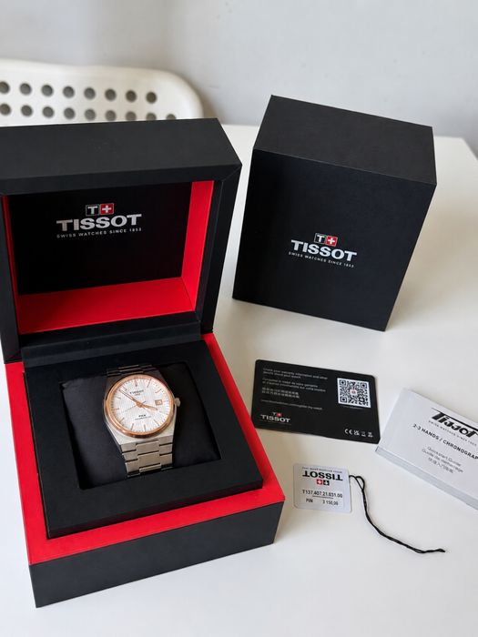 Zegarek Tissot PRX Powermatic 80 40 mm White / Rose Gold | Full Set