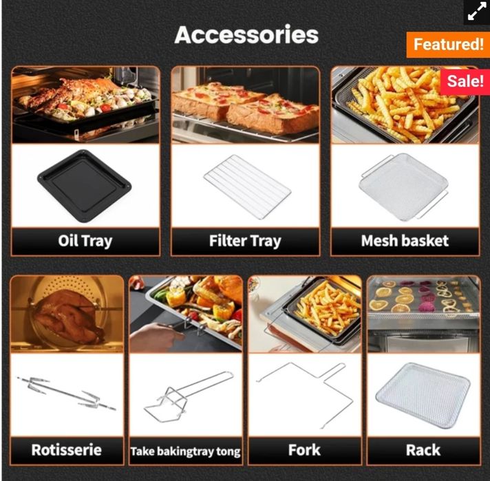 Фритюрниця з гарячим повітрям 14 л XXL, міні-піч з аерофритюрницею 180