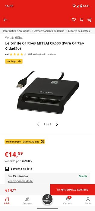 Leitor cartão cidadão USB
