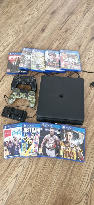 PlayStation 4 Slim 500 GB + 2 pady + 9 gier – zestaw gotowy do grania!