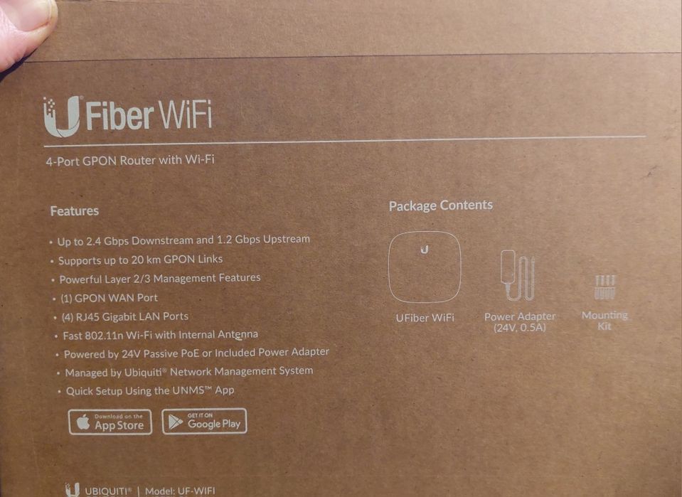 Ubiquiti UFiber WiFi (UF-WIFI)
GPON ONU 2.5G / 1.25G
4×Gigabit LAN
Отл