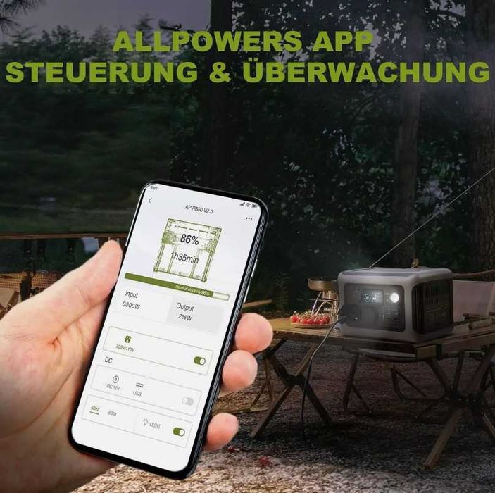 Estação Energia Portátil 600W/1200W LifePo4 + Painel Solar Dobrável