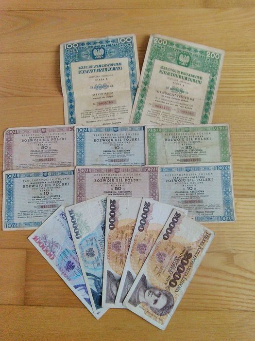 PRL banknoty,obligacje, pożyczki