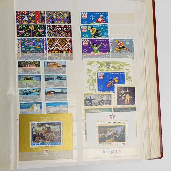 PRL 650 znaczków Posta Romana – bloki, serie, czyste – klaser 30 stron – kolekcja Rumunia