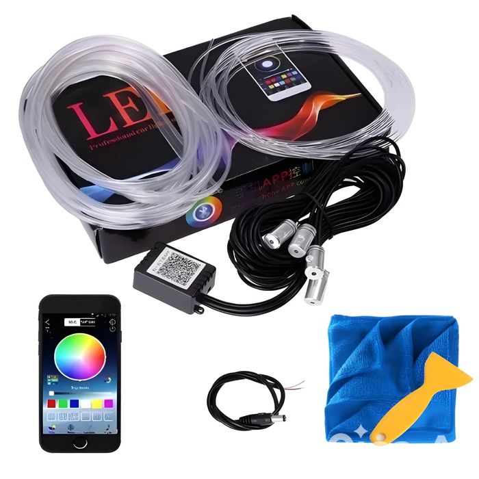 ŚWIATŁOWÓD LED RGB do samochodu-zestaw ambient. LED do Auta