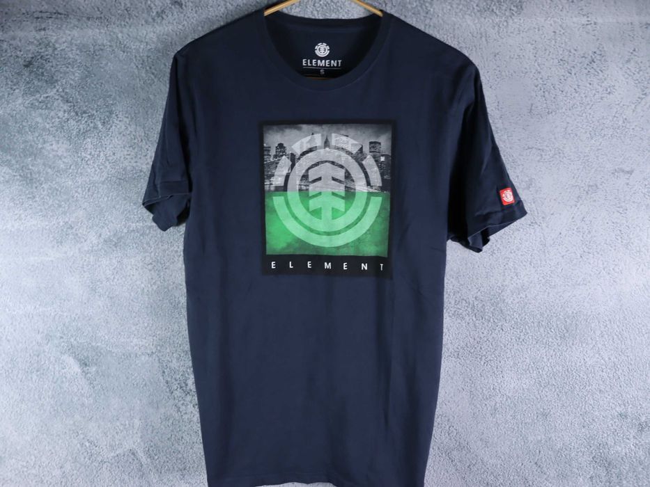 Element męska koszulka t-shirt big print navy slim fit bawełna S
