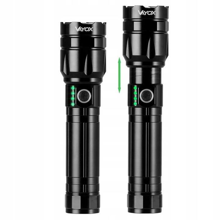 MOCNA Latarka taktyczna wojskowa LED akumulatorowa PRO zoom powerbank