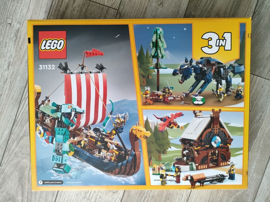 nowy zestaw klocków LEGO creator 3in1 31132 statek wikingów