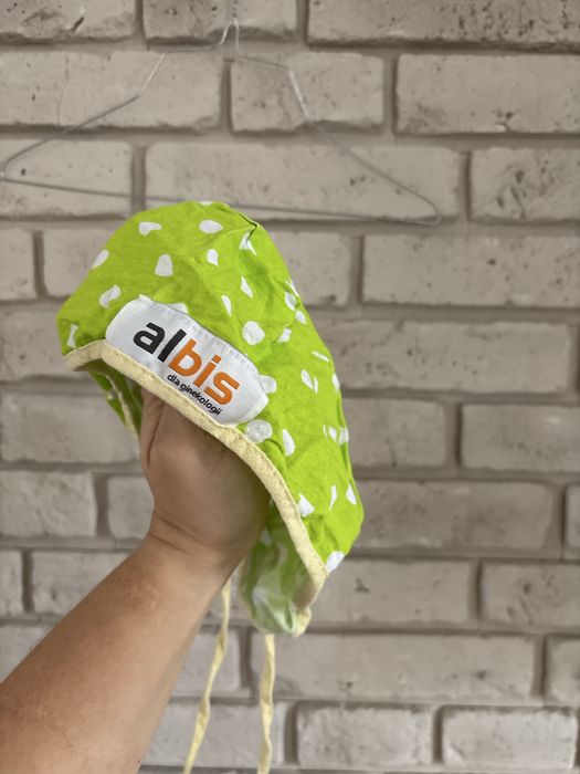 Zielona w kropki białe Czapka medyczna chirurgiczna czepek medyczny