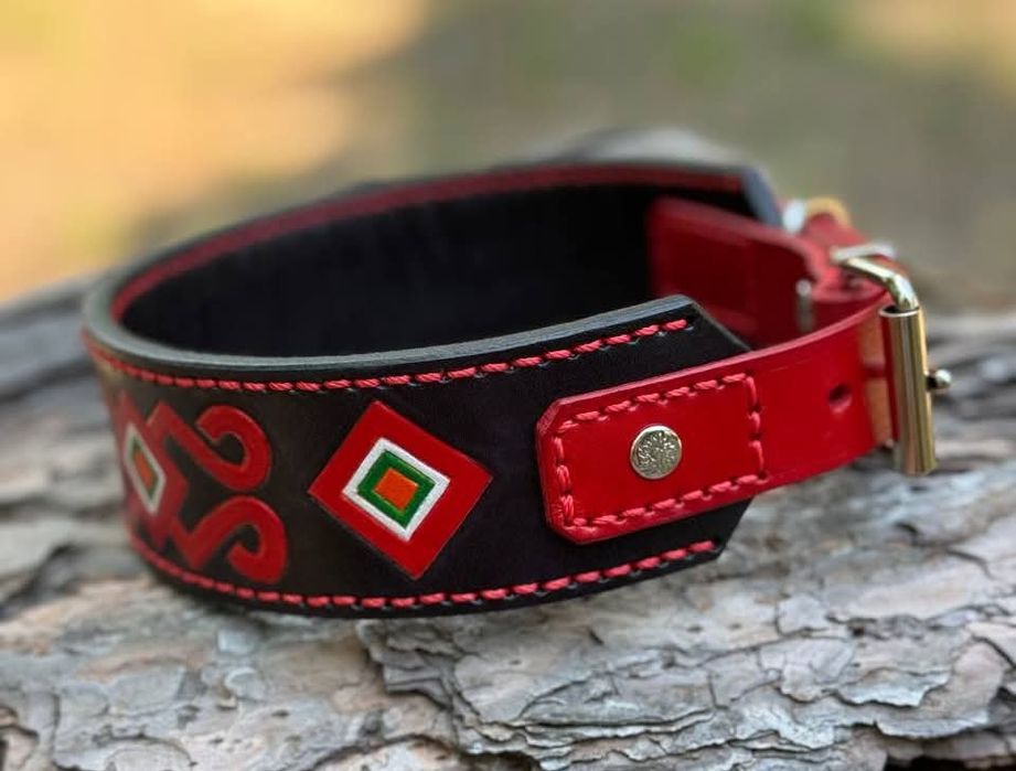 Шкіряний нашийник для собак ручної роботи!
