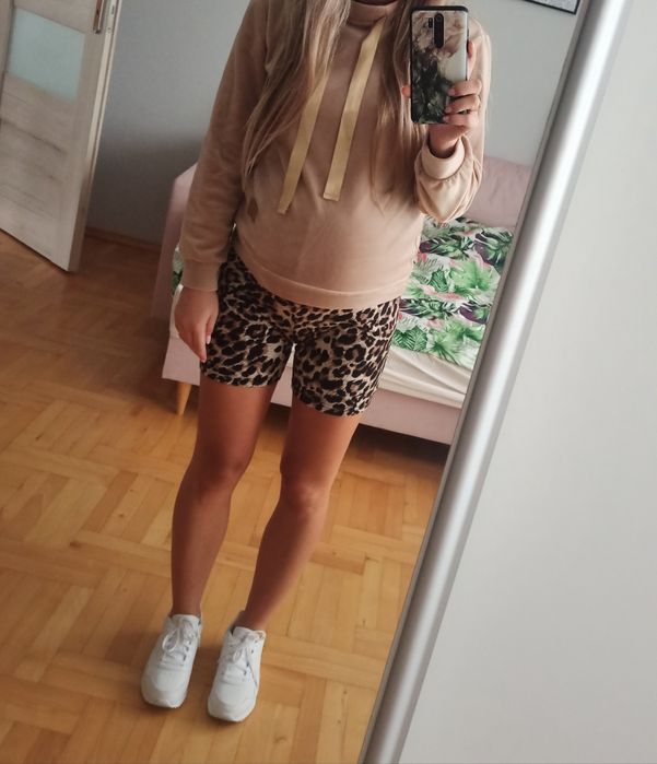 Dwupak ciążowych krótkich spodenek kolarki XS/S czarne panterka