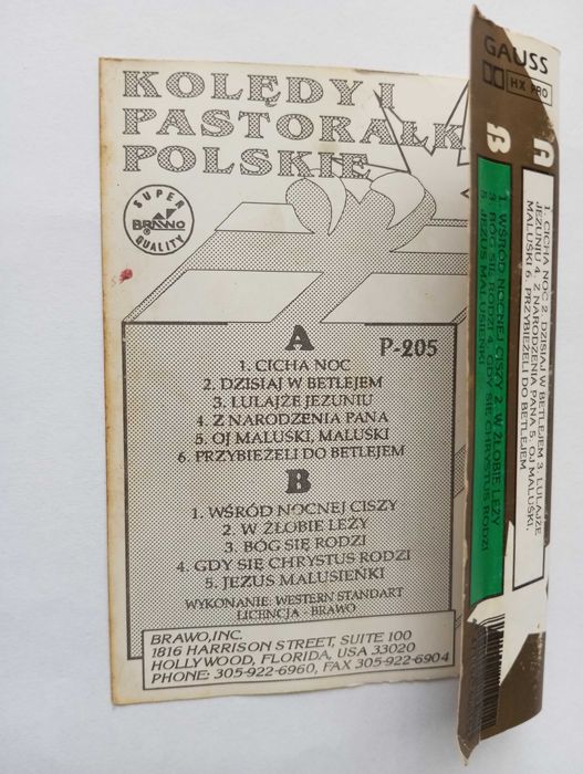 Kolędy Pastorałki Polskie BRAWO Kaseta Magnetofonowa