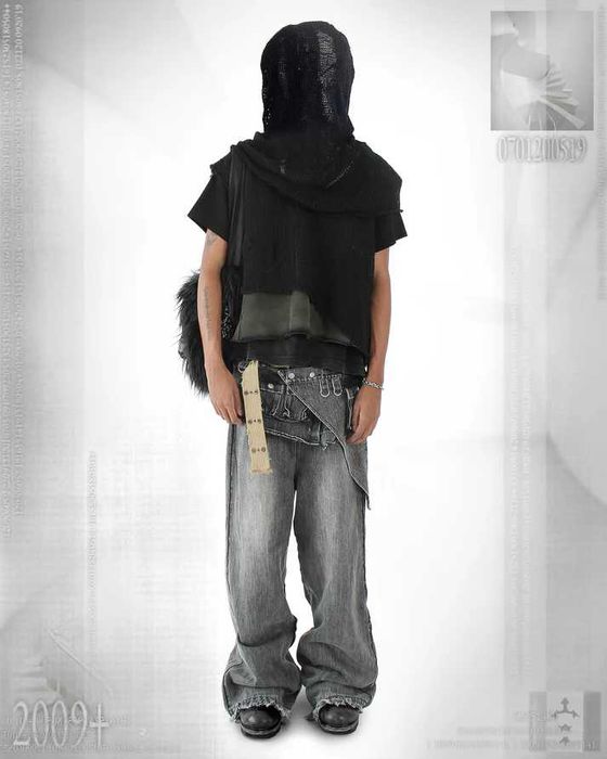 Ranger grey detachable-skirt flared denim Рейджер картель джинсы юбка