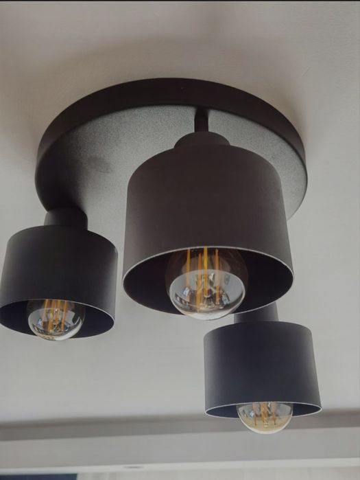 Nowoczesna lampa sufitowa 3-puntkowa czarna metalowa LOFT