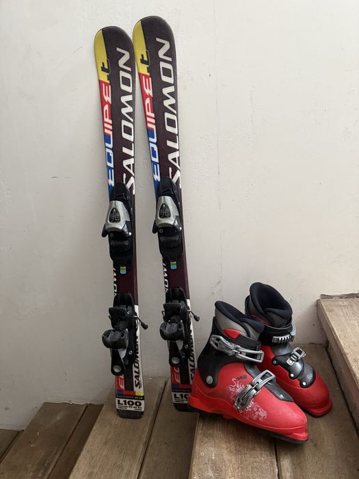Zestaw narty 100 salomon buty narciarskie dzieciece 21