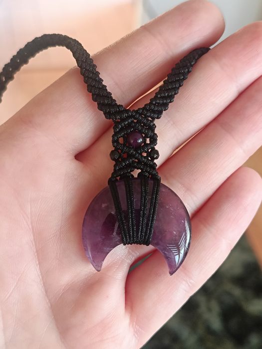 Zestaw Naszyjnik  Lunula i bransoletka Ametyst i Turmalin