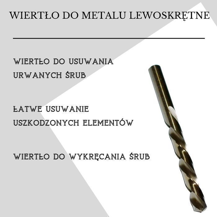 Wiertło kobaltowe lewoskrętne 6,0 mm. HSSCo do usuwania urwanych śrub.
