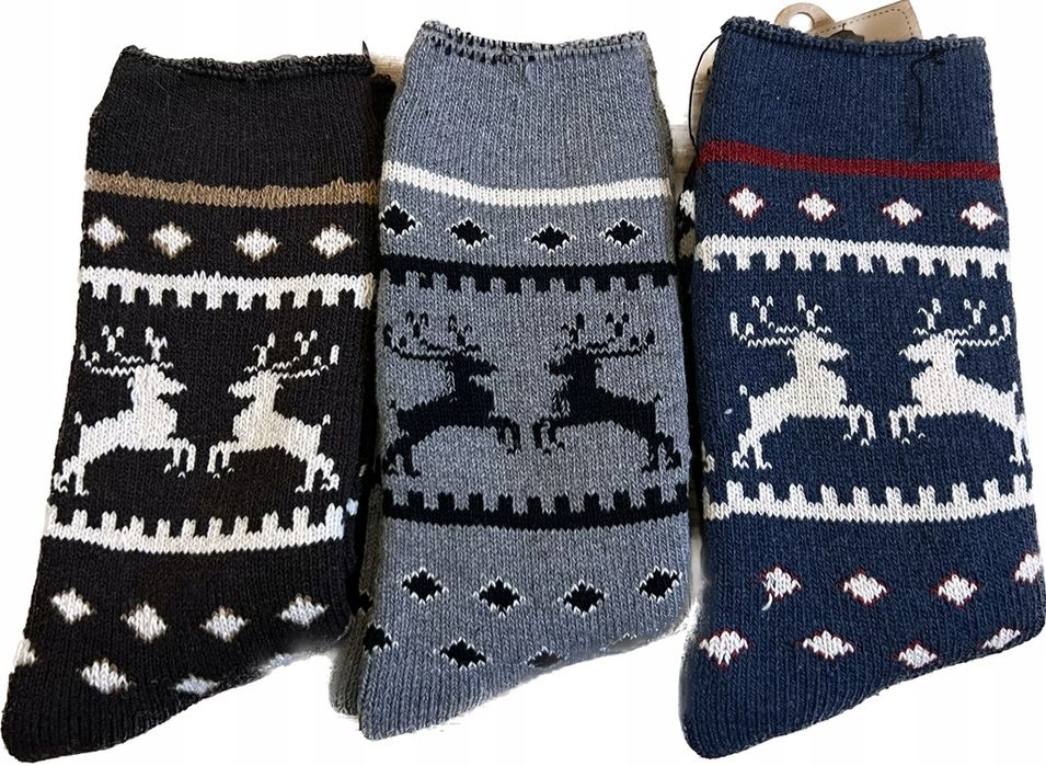 3x Skarpety Męskie Wełniane Ciepłe Grube ALPAKA
