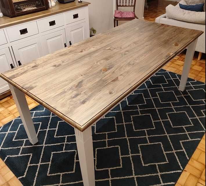 Mesa Jantar 85x180 branco e Castanha