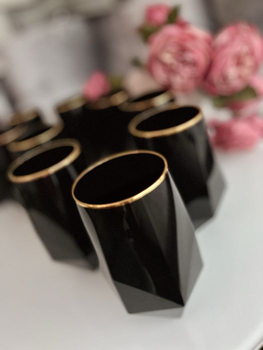 Home and you geimetryczne szklanki czarno zlote 10 szt