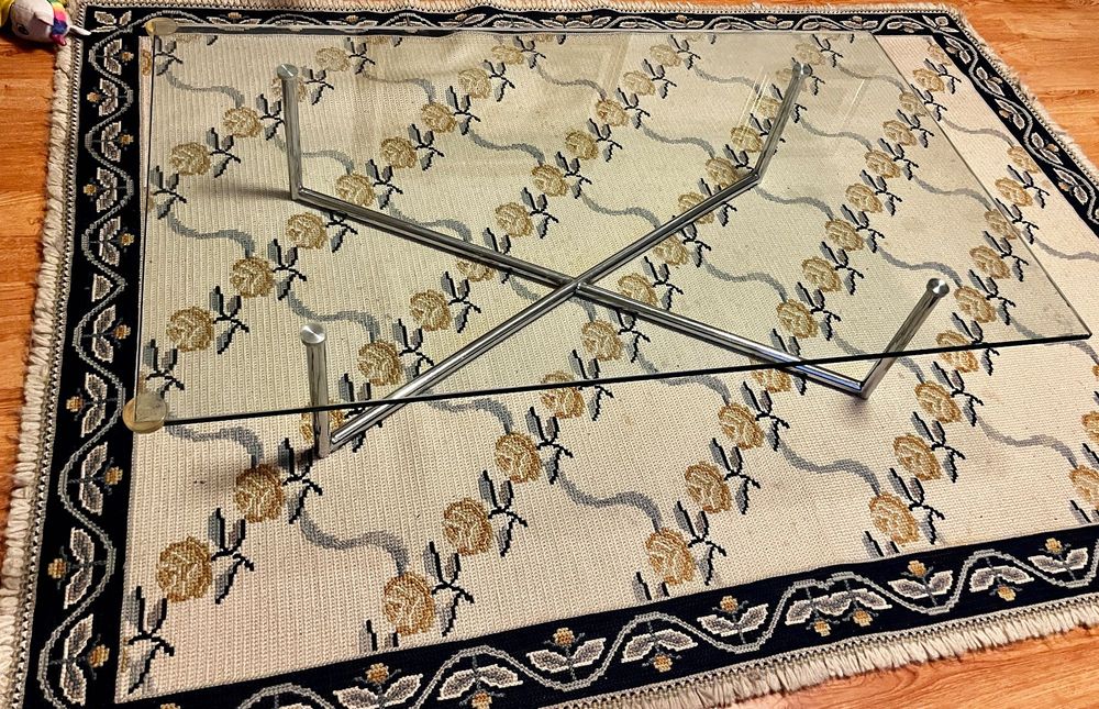 Mesa de centro em vidro e metal cromado – HABITAT (120x70 cm)