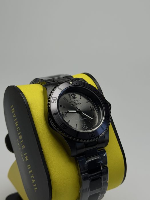 Invicta 69727, чоловічий чорний годинник, годинник зі сталевим ремінцем, інвікта