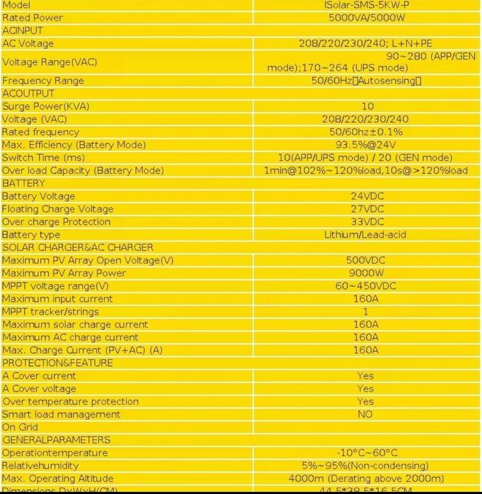 Гібридний сонячний інвертор Jsdsolar 4 кВт 24 В WIFI