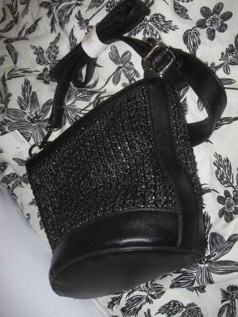 Mała Torebka Czarna z Wkładem Bawełnianym Nowa