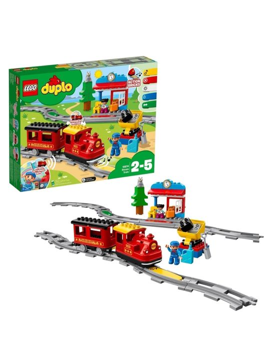 Zestaw klocków lego DUPLO Pociąg parowy i kolejka  dwa zestawy razem