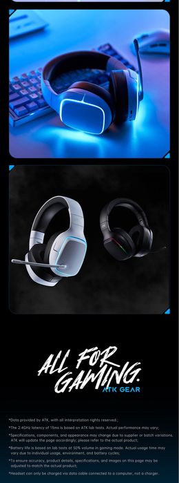 Headset sem fio ATK Mercury 1 RGB Preto *NOVO*