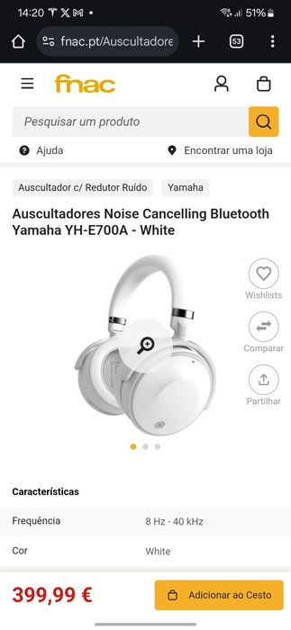 Auscultadores Over-ear Yamaha YH-E700 - Selado c/garantia