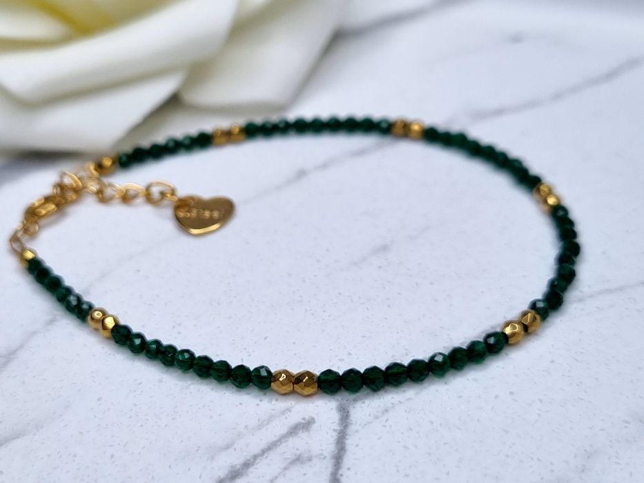 Bransoletka zielone cyrkonie