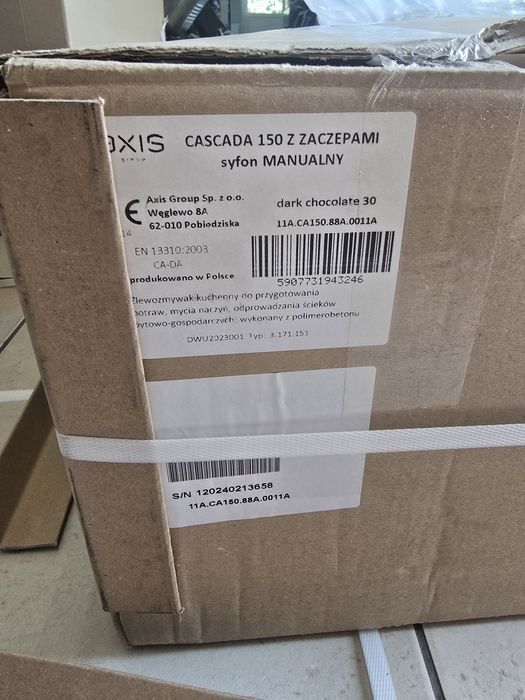 Nowy Zlew Granitowy Axis Cascada 150 - Dark Chocolate - Syfon w zestawie!