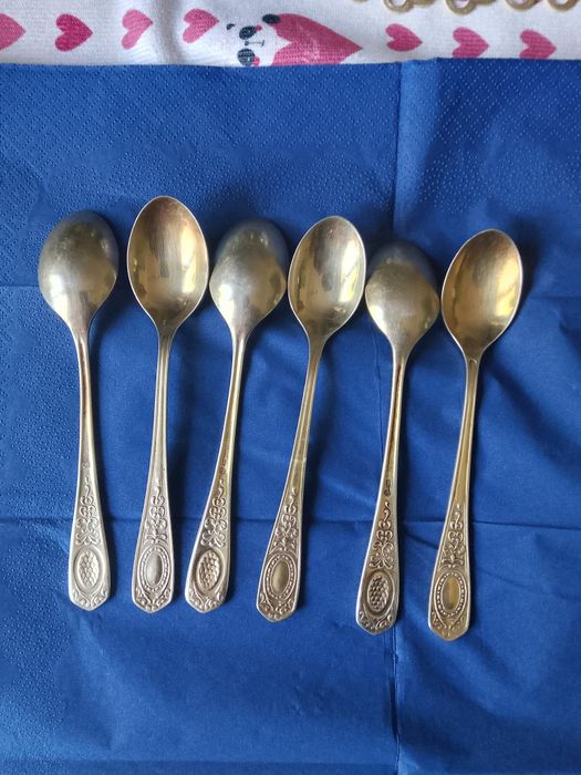 Dwa kpl łyżeczek 1956r złocone sygnowane
