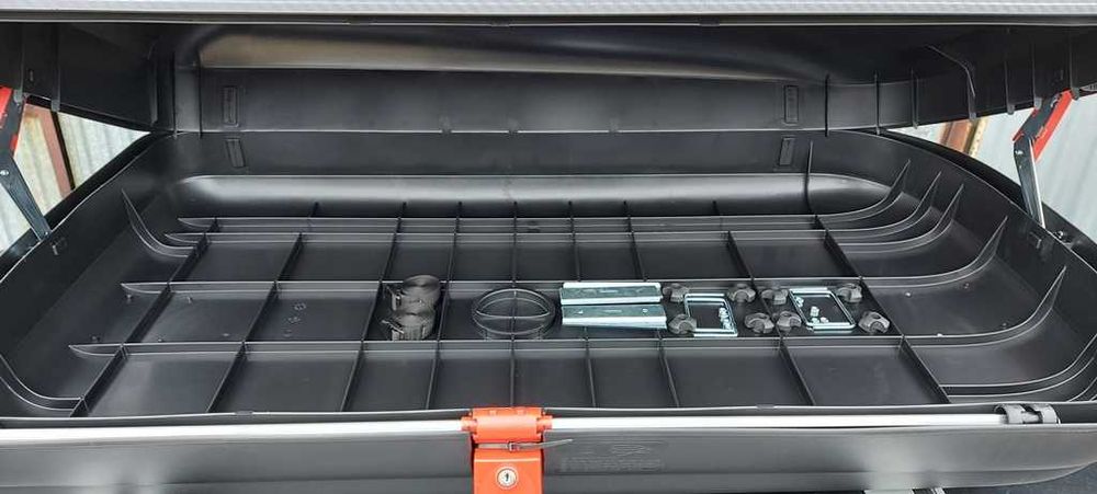 Box bagażnik dachowy CARBON 320 +gratis Paski czarno grafitowy WYSYŁKA