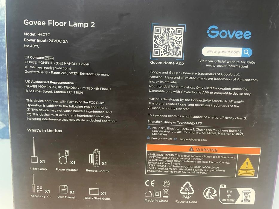 Розумний торшер Govee Smart Floor Lamp 2 (модель H607C)