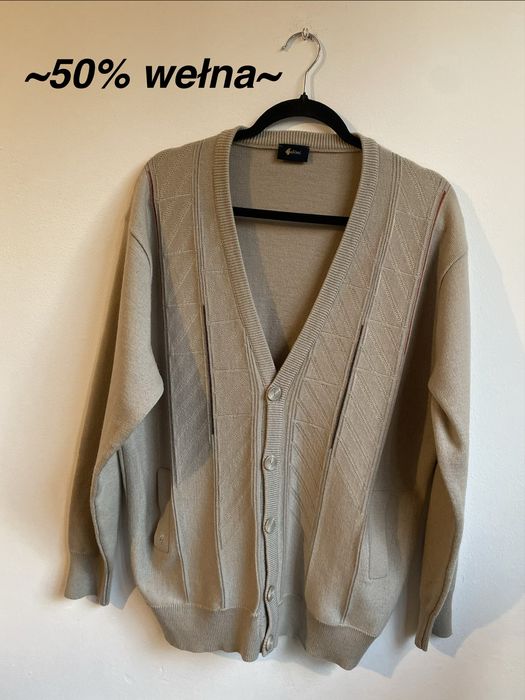 Sweter kardigan męski włoski Gabicci vintage retro wełna roz. L