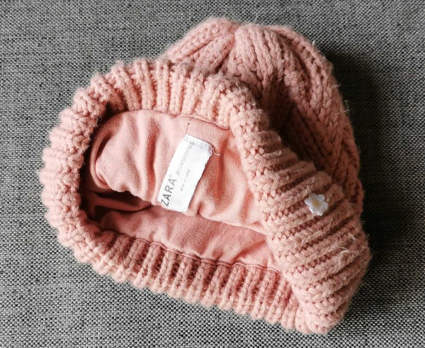 Czapka zimowa różowa Zara wiek ok. 18m+ 2 lata