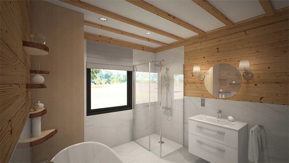 Drewniany domek całoroczny letniskowy 5m/8m 28mm-15mm