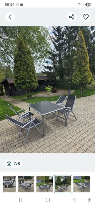 Stół tarasowo ogrodowy + 4 rozkładane krzesła komplet
