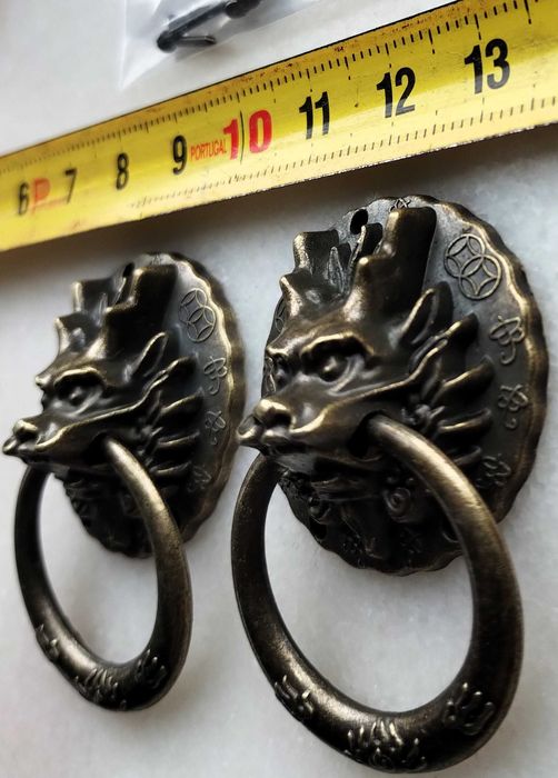 Conjunto Par Puxadores Metal Dragão Novos