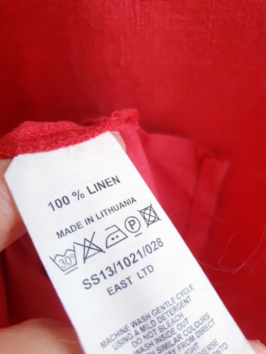 Burgundowa czerwona koszula lniana 100% len East 40