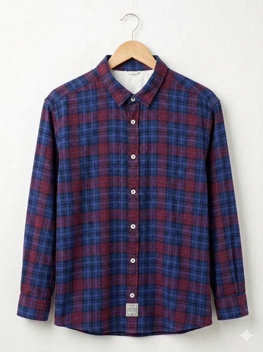 Koszula męska bordowo-granatowa Coop 100% bawełna casual