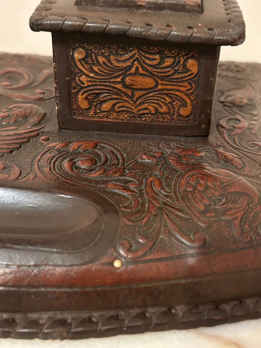 Чернильница кожаная, винтаж