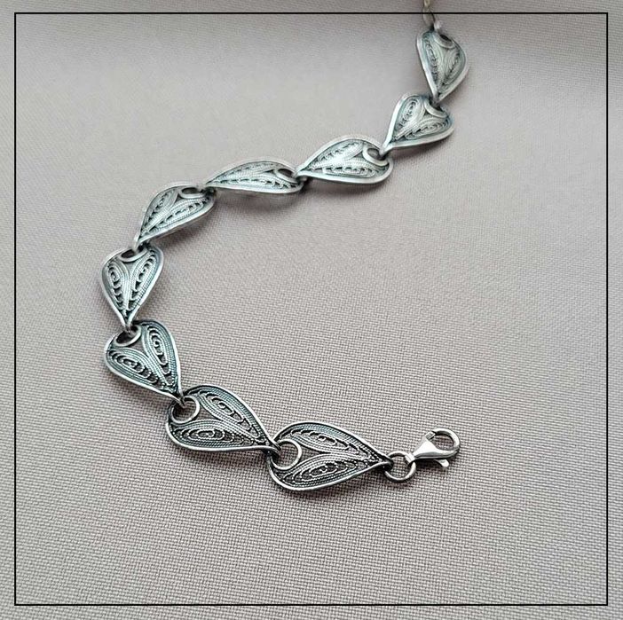 Filigranowa bransoletka TELKARI łezki – Srebro 925 oksydowane