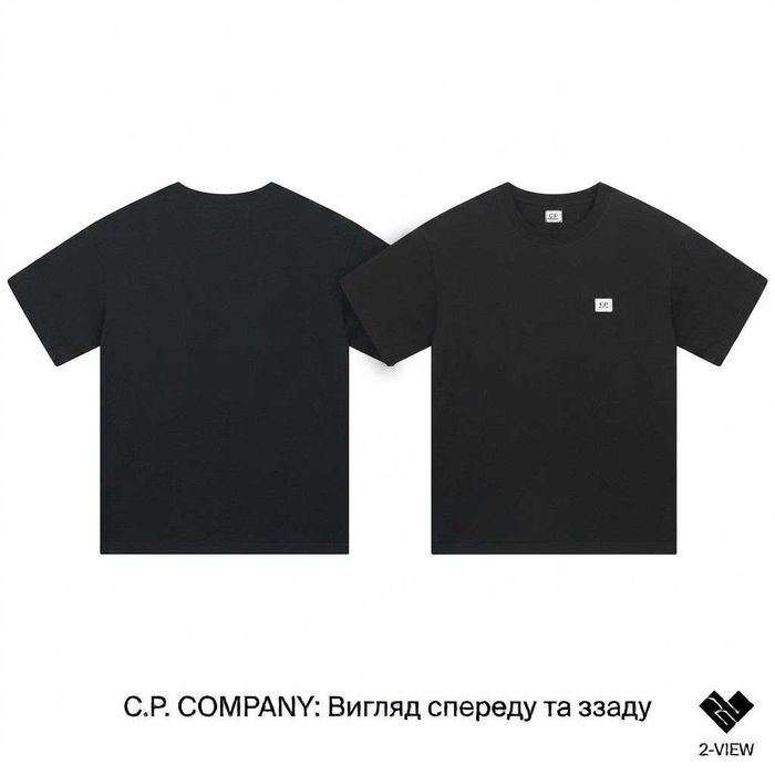 Чоловіча футболка C.P Company чорна/ футболка сп компани чорного кольору з принтом/ літня футболка